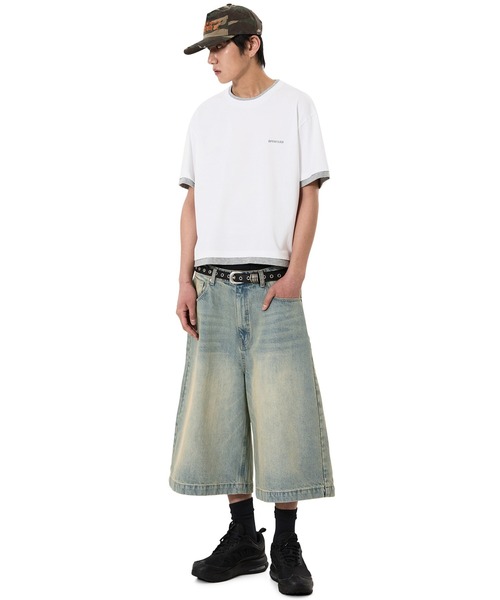 OY(オーワイ)の「『OY/オーワイ』LAYERED BASIC CROP TEE /レイヤードベーシッククロップTシャツ(Tシャツ/カットソー・メンズ・ホワイト/ブラック・L/M)」の17枚目の写真