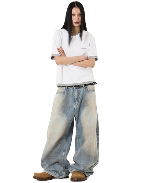 OY(オーワイ)の「『OY/オーワイ』LAYERED BASIC CROP TEE /レイヤードベーシッククロップTシャツ(Tシャツ/カットソー・メンズ・ホワイト/ブラック・L/M)」の15枚目の写真