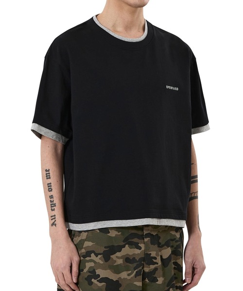 OY(オーワイ)の「『OY/オーワイ』LAYERED BASIC CROP TEE /レイヤードベーシッククロップTシャツ(Tシャツ/カットソー・メンズ・ホワイト/ブラック・L/M)」の7枚目の写真