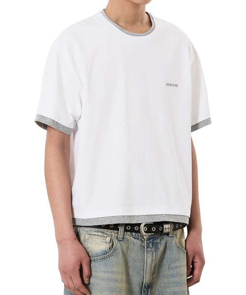 OY(オーワイ)の「『OY/オーワイ』LAYERED BASIC CROP TEE /レイヤードベーシッククロップTシャツ(Tシャツ/カットソー・メンズ・ホワイト/ブラック・L/M)」の12枚目の写真
