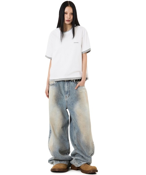 OY(オーワイ)の「『OY/オーワイ』LAYERED BASIC CROP TEE /レイヤードベーシッククロップTシャツ(Tシャツ/カットソー・メンズ・ホワイト/ブラック・L/M)」の14枚目の写真