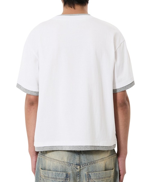 OY(オーワイ)の「『OY/オーワイ』LAYERED BASIC CROP TEE /レイヤードベーシッククロップTシャツ(Tシャツ/カットソー・メンズ・ホワイト/ブラック・L/M)」の13枚目の写真