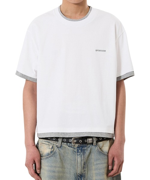 OY(オーワイ)の「『OY/オーワイ』LAYERED BASIC CROP TEE /レイヤードベーシッククロップTシャツ(Tシャツ/カットソー・メンズ・ホワイト/ブラック・L/M)」の11枚目の写真