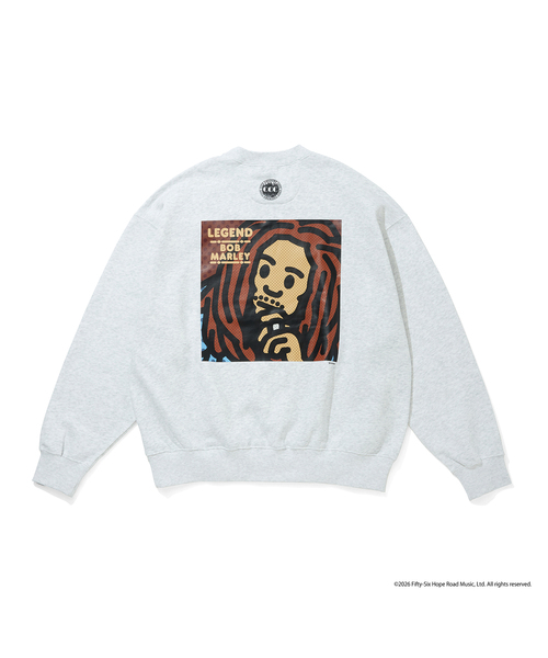 CITY COUNTRY CITY(シティーカントリーシティー)の「CCC x BOB MARLEY SWEATSHIRT LEGEND(スウェット・メンズ・ライトグレー・LARGE/MEDIUM)」の1枚目の写真