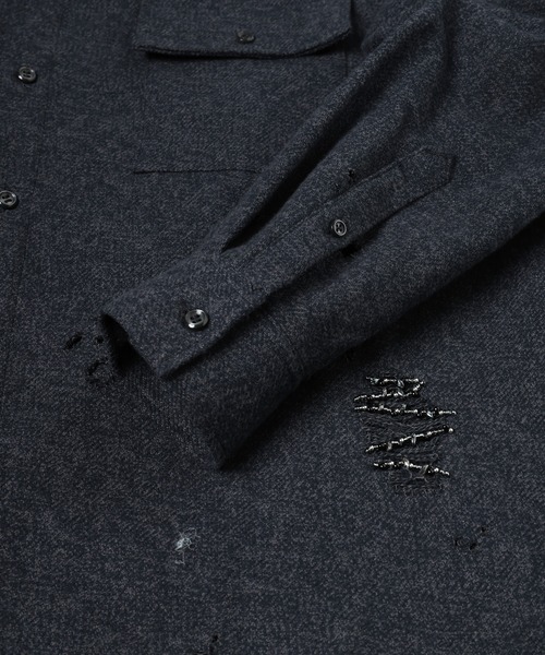 amok(アモク)の「DAMAGE BEADS SHIRT(シャツ/ブラウス・メンズ・グレー/ブラック・S/L/M)」の5枚目の写真