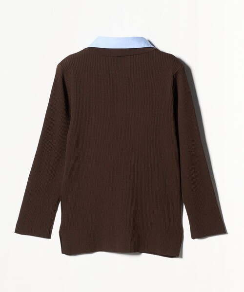 UNITED ARROWS（ユナイテッドアローズ）の「シャツ コンビ ポロニット（ニット/セーター・レディース・ベージュ/ダークブラウン/ブラック・FREE）」の8枚目の写真