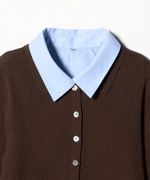 UNITED ARROWS（ユナイテッドアローズ）の「シャツ コンビ ポロニット（ニット/セーター・レディース・ベージュ/ダークブラウン/ブラック・FREE）」の9枚目の写真