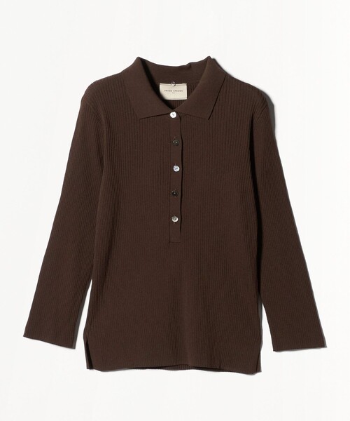 UNITED ARROWS(ユナイテッドアローズ)の「7分袖 シャツ コンビ ポロニット(ニット/セーター・レディース・ベージュ/ダークブラウン/ブラック・FREE)」の16枚目の写真