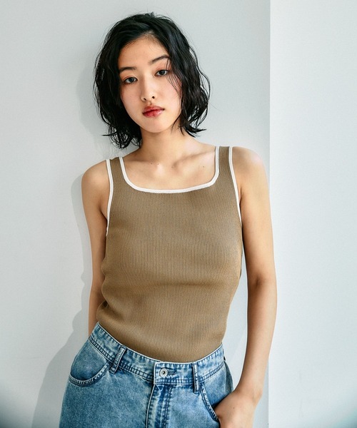 LEPSIM（レプシィム）の「14ゲージスクエアリブタンク　647256（タンクトップ・レディース・レッド系その他/ブラック/ホワイト×ブラック/ブラウン系その他/アイボリー・FREE）」の4枚目の写真