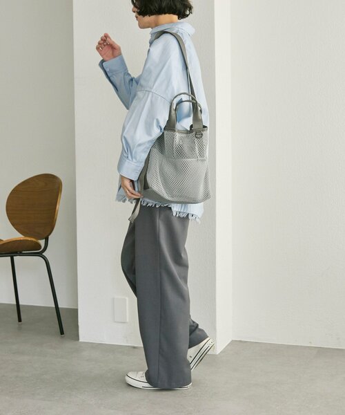 ear PAPILLONNER(イアパピヨネ)の「【ouchi/ほし企画】ダイヤメッシュ2WAYトートバッグ Sサイズ(トートバッグ・レディース・グレー/ブラック/カーキ・FREE)」の15枚目の写真
