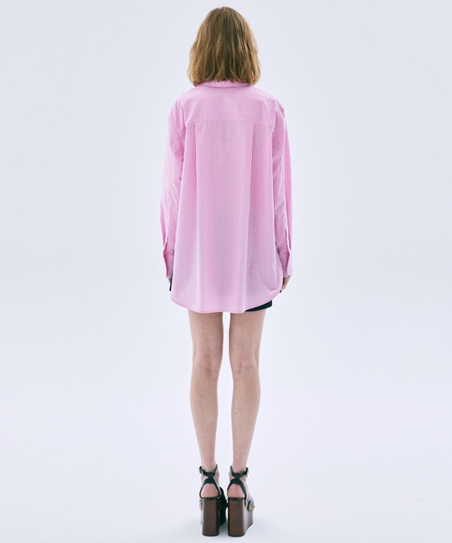 Mardi Mercredi(マルディメクルディ)の「TIE SHIRT STRIPE / タイ シャツ フラワーマルディ(シャツ/ブラウス・レディース・ブルー/ピンク・FREE)」の6枚目の写真