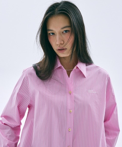 Mardi Mercredi(マルディメクルディ)の「TIE SHIRT STRIPE / タイ シャツ フラワーマルディ(シャツ/ブラウス・レディース・ブルー/ピンク・FREE)」の7枚目の写真