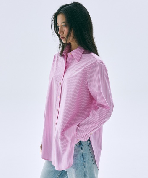 Mardi Mercredi(マルディメクルディ)の「TIE SHIRT STRIPE / タイ シャツ フラワーマルディ(シャツ/ブラウス・レディース・ブルー/ピンク・FREE)」の8枚目の写真