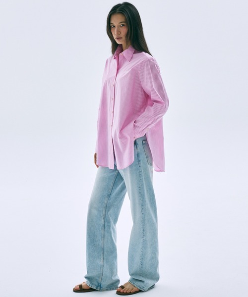 Mardi Mercredi(マルディメクルディ)の「TIE SHIRT STRIPE / タイ シャツ フラワーマルディ(シャツ/ブラウス・レディース・ブルー/ピンク・FREE)」の9枚目の写真