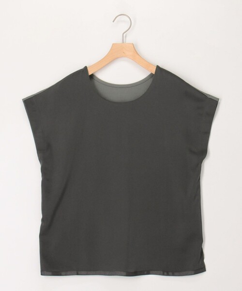 MICO COULIER(ミコクリエ)の「サテン×スムース二重プルオーバーカットソー(Tシャツ/カットソー・レディース・チャコールグレー/ブラウン/オフホワイト・38)」の2枚目の写真