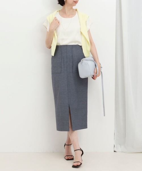 MICO COULIER(ミコクリエ)の「サテン×スムース二重プルオーバーカットソー(Tシャツ/カットソー・レディース・チャコールグレー/ブラウン/オフホワイト・38)」の4枚目の写真