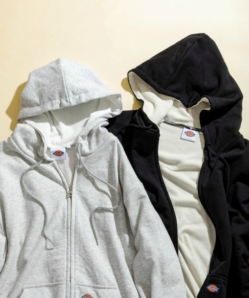Dickies(ディッキーズ)の「Dickies/ディッキーズ サーマル パーカー/フード付きパーカー(パーカー・メンズ・ブラック/ヘザーグレー・LARGE/X-LARGE/MEDIUM)」の2枚目の写真