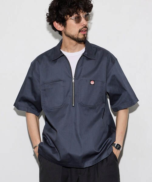 RED KAP(レッドキャップ)の「RED KAP/レッドキャップ 新色追加 別注 リラックスフィット ハーフジップ ワンポイントロゴ 半袖ツイルワークシャツ(シャツ/ブラウス・メンズ・ベージュ/チャコールグレー/ブラック/レオパード/ダークグレー/その他9・MEDIUM/LARGE)」の22枚目の写真