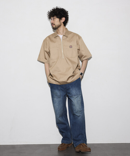 RED KAP(レッドキャップ)の「RED KAP/レッドキャップ 新色追加 別注 リラックスフィット ハーフジップ ワンポイントロゴ 半袖ツイルワークシャツ(シャツ/ブラウス・メンズ・ベージュ/チャコールグレー/ブラック/レオパード/ダークグレー・MEDIUM/LARGE)」の10枚目の写真