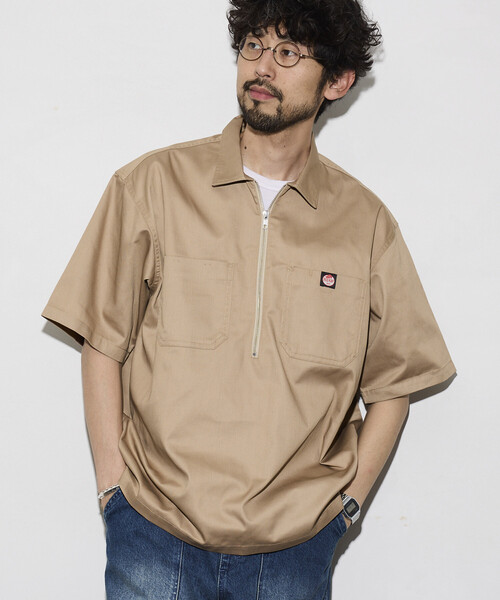 RED KAP(レッドキャップ)の「RED KAP/レッドキャップ 新色追加 別注 リラックスフィット ハーフジップ ワンポイントロゴ 半袖ツイルワークシャツ(シャツ/ブラウス・メンズ・ベージュ/チャコールグレー/ブラック/レオパード/ダークグレー・MEDIUM/LARGE)」の13枚目の写真