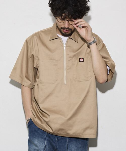 RED KAP(レッドキャップ)の「RED KAP/レッドキャップ 新色追加 別注 リラックスフィット ハーフジップ ワンポイントロゴ 半袖ツイルワークシャツ(シャツ/ブラウス・メンズ・ベージュ/チャコールグレー/ブラック/レオパード/ダークグレー・MEDIUM/LARGE)」の14枚目の写真
