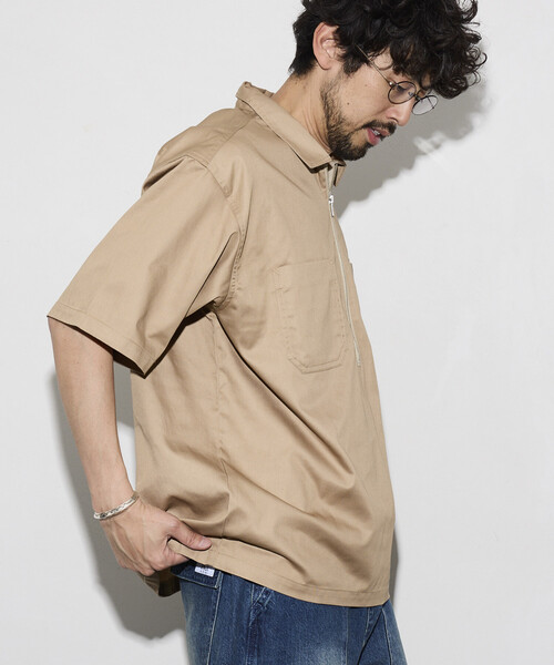RED KAP(レッドキャップ)の「RED KAP/レッドキャップ 新色追加 別注 リラックスフィット ハーフジップ ワンポイントロゴ 半袖ツイルワークシャツ(シャツ/ブラウス・メンズ・ベージュ/チャコールグレー/ブラック/レオパード/ダークグレー・MEDIUM/LARGE)」の15枚目の写真