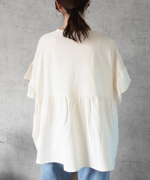 SELECT LEVERY(セレクトリベリー)の「接触冷感天竺ウエストフリル半袖Tシャツ(Tシャツ/カットソー・レディース・ピンク/ブラック/チャコール/アイボリー・MEDIUM)」の8枚目の写真