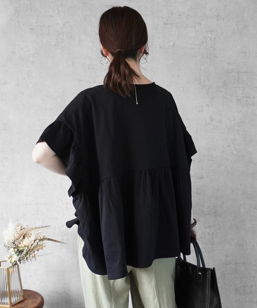 SELECT LEVERY(セレクトリベリー)の「接触冷感天竺ウエストフリル半袖Tシャツ(Tシャツ/カットソー・レディース・ピンク/ブラック/チャコール/アイボリー・MEDIUM)」の21枚目の写真