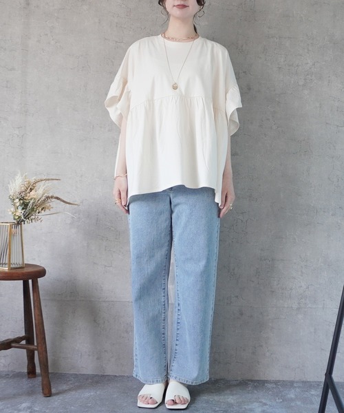 SELECT LEVERY(セレクトリベリー)の「接触冷感天竺ウエストフリル半袖Tシャツ(Tシャツ/カットソー・レディース・ピンク/ブラック/チャコール/アイボリー・MEDIUM)」の22枚目の写真