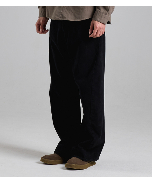 BUTTON SEOUL（ボタンソウル）の「ステッチラインカーブドコットンパンツ（ブラック）（その他パンツ・メンズ・その他・M/L/XL）」の3枚目の写真