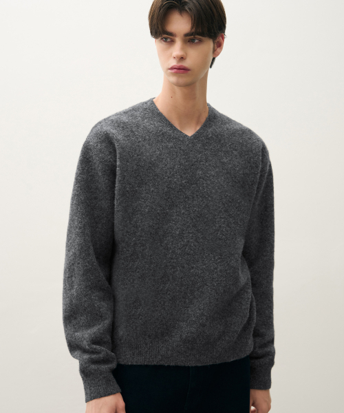 Heirloom Crop V‑neck пуловер оверсайз [melange grey]