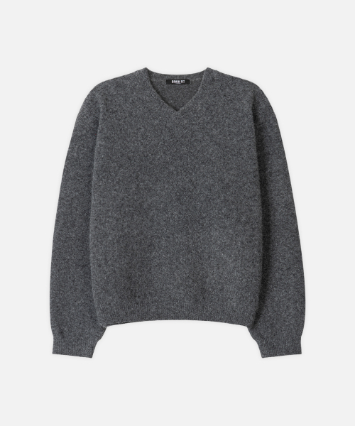 DRAW FIT（ドローフィット）の「ヘアリークロップVネックプルオーバーニット[MELANGE GREY]（ニット/セーター・メンズ・その他・M/L/XL）」の3枚目の写真