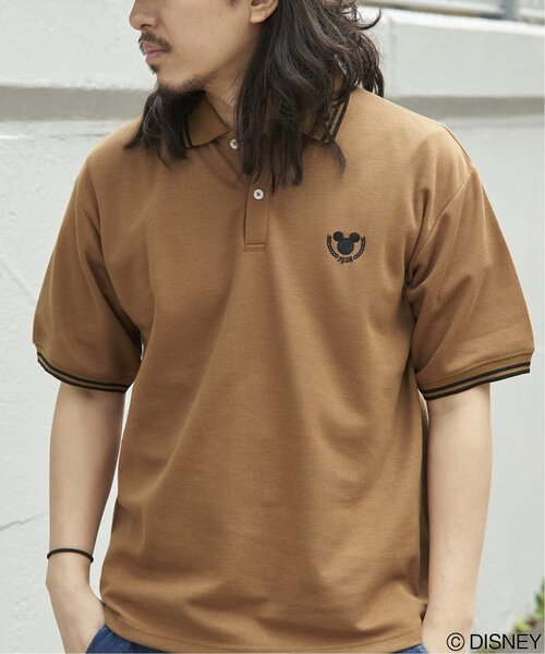 VENCEEXCHANGE(ヴァンスエクスチェンジ)の「Mickey Mouse ミッキーマウス 鹿の子リブラインポロシャツ(ポロシャツ・メンズ・ネイビー/ブラック/キャメル/オフホワイト・M/L/LL)」の4枚目の写真