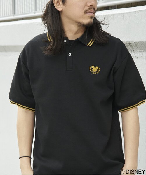 VENCEEXCHANGE(ヴァンスエクスチェンジ)の「Mickey Mouse ミッキーマウス 鹿の子リブラインポロシャツ(ポロシャツ・メンズ・ネイビー/ブラック/キャメル/オフホワイト・M/L/LL)」の2枚目の写真
