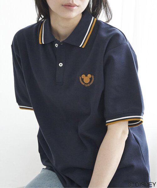 VENCEEXCHANGE(ヴァンスエクスチェンジ)の「Mickey Mouse ミッキーマウス 鹿の子リブラインポロシャツ(ポロシャツ・メンズ・ネイビー/ブラック/キャメル/オフホワイト・M/L/LL)」の5枚目の写真