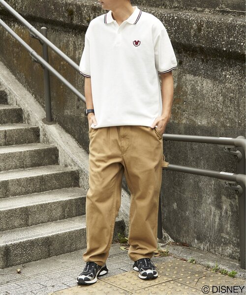 VENCEEXCHANGE(ヴァンスエクスチェンジ)の「Mickey Mouse ミッキーマウス 鹿の子リブラインポロシャツ(ポロシャツ・メンズ・ネイビー/ブラック/キャメル/オフホワイト・M/L/LL)」の16枚目の写真