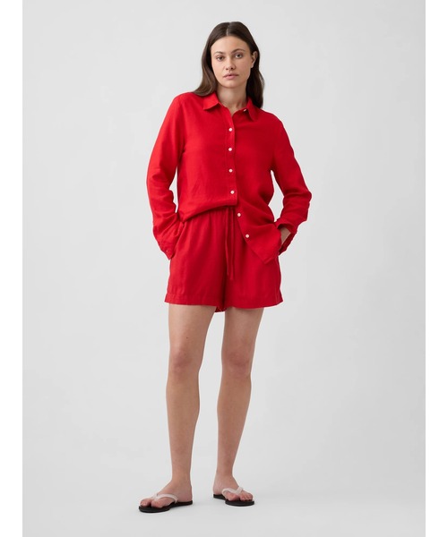GAP(ギャップ)の「4インチ プルオン リネンブレンド ショートパンツ(その他パンツ・レディース・レッド/イエロー/ブラック/ピンク/グリーン・M/S/XS)」の9枚目の写真