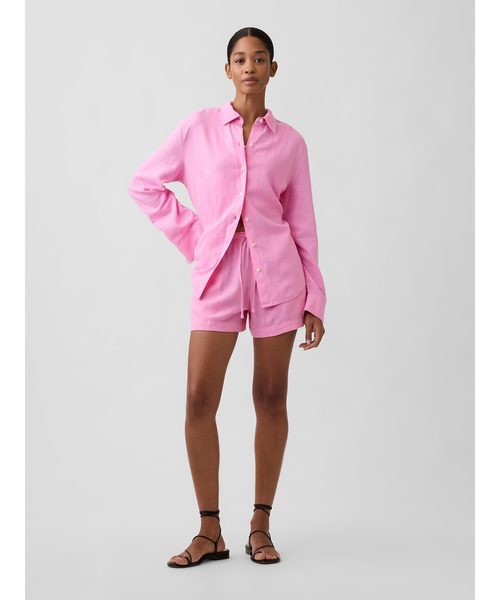 GAP(ギャップ)の「4インチ プルオン リネンブレンド ショートパンツ(その他パンツ・レディース・レッド/イエロー/ブラック/ピンク/グリーン・M/S/XS)」の7枚目の写真