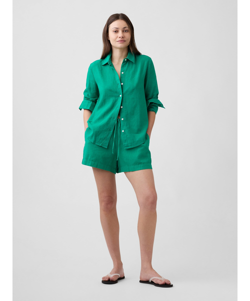 GAP(ギャップ)の「4インチ プルオン リネンブレンド ショートパンツ(その他パンツ・レディース・レッド/イエロー/ブラック/ピンク/グリーン・M/S/XS)」の6枚目の写真
