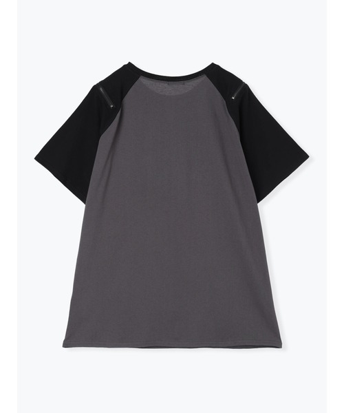 NOEMIE(ノエミー)の「病みくまラグラン肩ジップユニセックスTシャツ(Tシャツ/カットソー・レディース・ダークグレー/オフホワイト/ブラック・M)」の17枚目の写真
