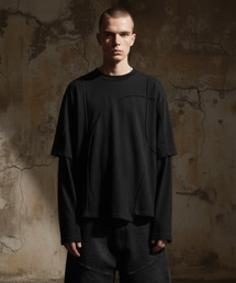 ANDEND（エンデンド）の「切り替えレイヤードロングスリーブ_黒（Tシャツ/カットソー）」