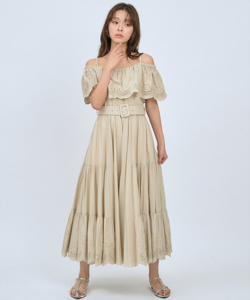 レースオフショルティアードワンピース（ワンピース）｜AND COUTURE