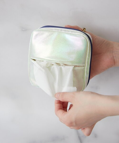 BIRTHDAY BAR(バースデイバー)の「≪冷感機能付き≫ COOL SHIELD Tissue Case Pouch ティッシュポーチ(ポーチ・レディース・アイボリー/パープル・0)」の10枚目の写真
