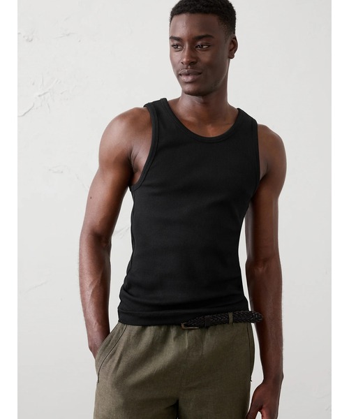 BANANA REPUBLIC FACTORY STORE(バナナリパブリック ファクトリーストア)の「BANANA REPUBLIC FACTORY STORE ミニリブ タンクトップ(タンクトップ・メンズ・ホワイト/ブラック・L/S/M/XL)」の1枚目の写真