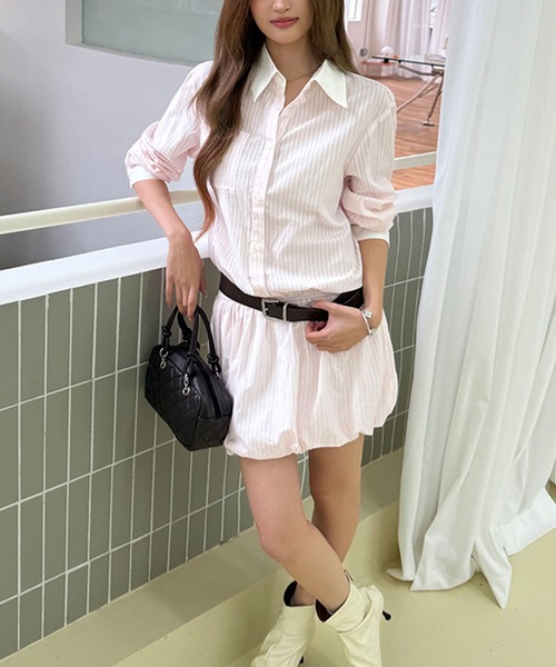 Girly Doll(ガーリードール)の「ベルト付きミニシャツワンピース(シャツワンピース・レディース・ピンク・S/M)」の19枚目の写真