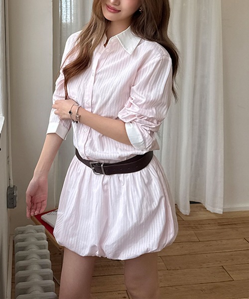 Girly Doll(ガーリードール)の「ベルト付きミニシャツワンピース(シャツワンピース・レディース・ピンク・S/M)」の11枚目の写真