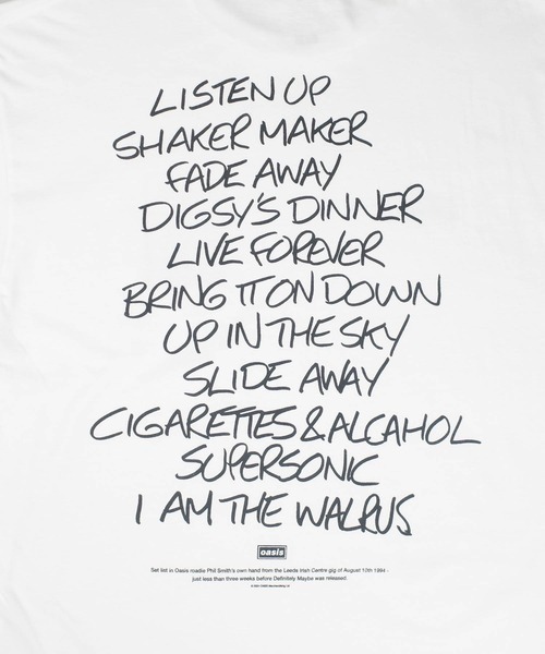 ROCK-OFF(ロックオフ)の「【ROCK-OFF】【3】OASIS MAY BE SETLIST T-SHIRTS(Tシャツ/カットソー・メンズ・ホワイト/ブラック・X-LARGE/LARGE/MEDIUM)」の11枚目の写真