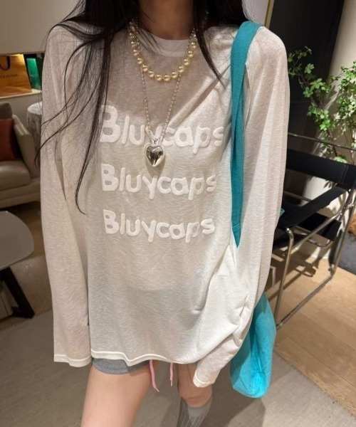 Ritzy(リッツィー)の「ロゴプリントシアールーズロングTシャツ(Tシャツ/カットソー・レディース・ブルー/ホワイト/イエロー・L/M)」の8枚目の写真