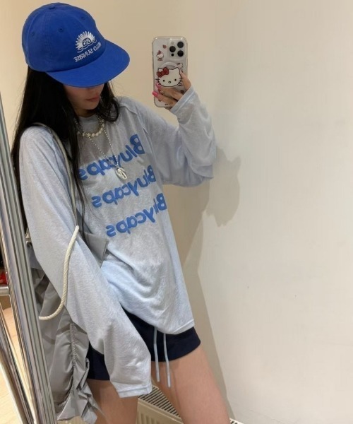 Ritzy(リッツィー)の「ロゴプリントシアールーズロングTシャツ(Tシャツ/カットソー・レディース・ブルー/ホワイト/イエロー・L/M)」の10枚目の写真