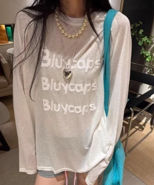 Ritzy(リッツィー)の「ロゴプリントシアールーズロングTシャツ(Tシャツ/カットソー・レディース・ブルー/ホワイト/イエロー・L/M)」の13枚目の写真